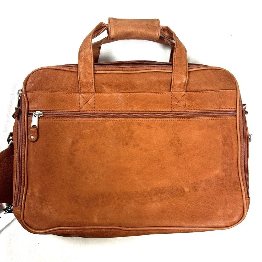 Canyon Outback 90s Absolut Vodka Tan Leather Briefcase Bag NWT